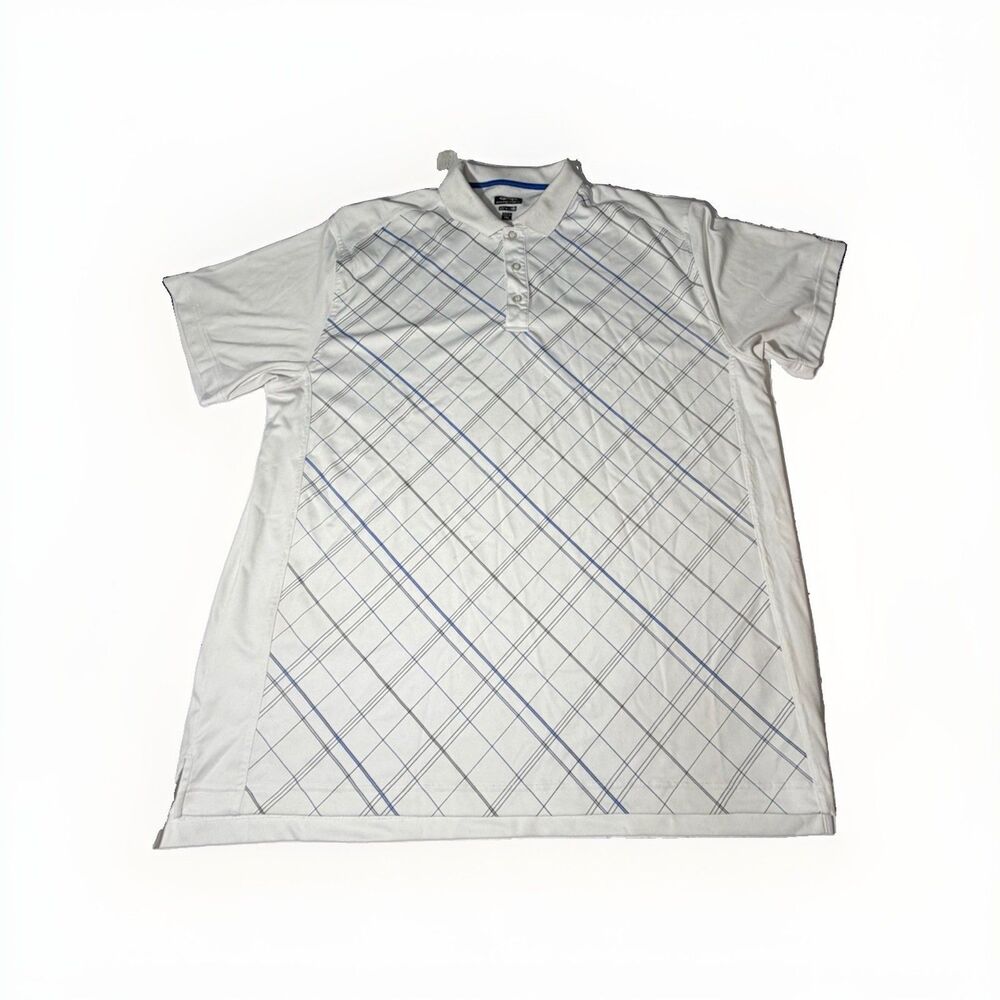 Snake Eyes Dry-18 Men’s XXL White Blue Plaid Golf Polo Shirt Performan